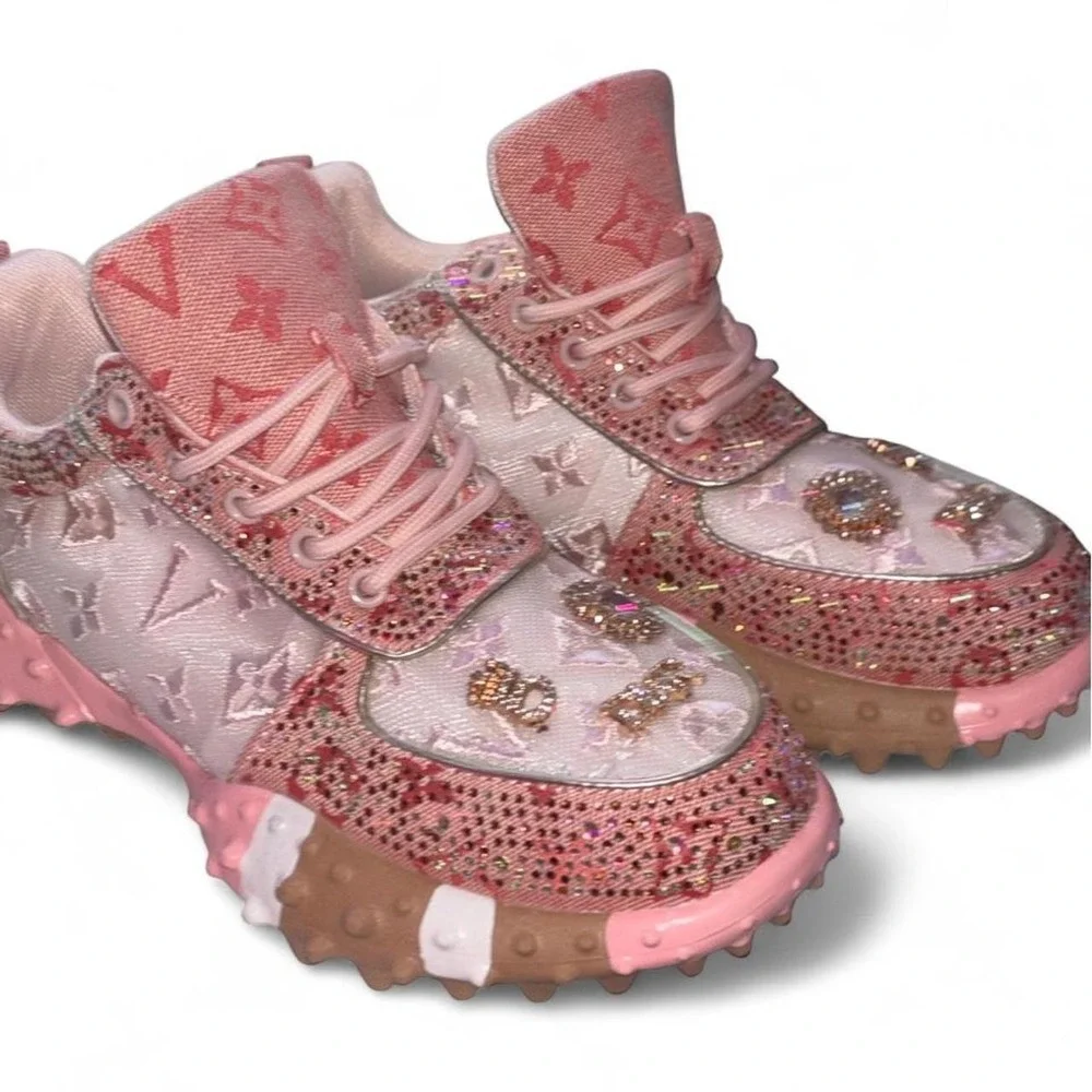 Pink rhinestone platform sneakers  Sz 11
